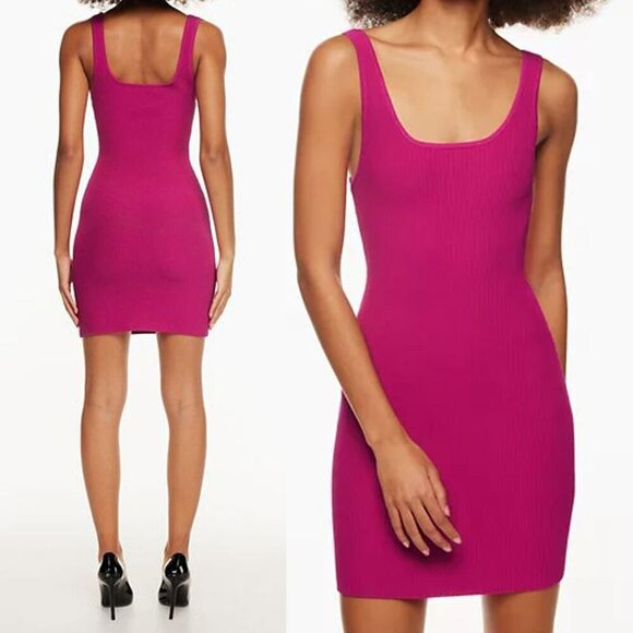 Babaton Aritzia Bodycon Squareneck Tank Dress Womens Size L‎ Pink Legally Blonde - Picture 1 of 11
